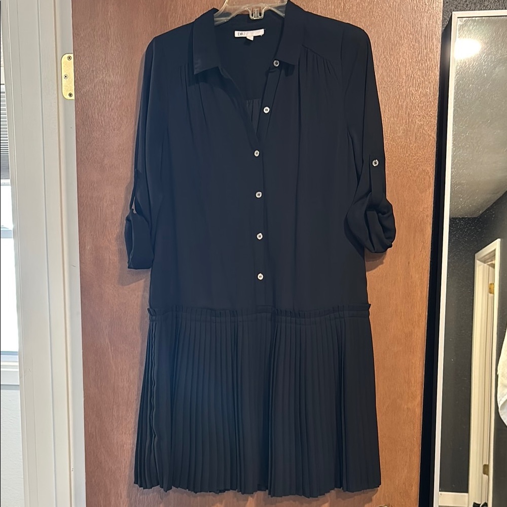 Nordstrom Black Button-Up Pleated Dress